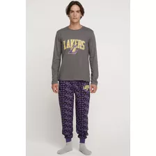 Pijama Los Angeles Lakers Nba Manga Larga Algodón Hombre