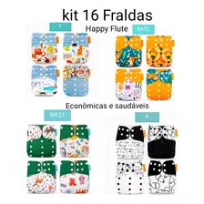 Kit 16 Fraldas Ecológicas De Pano Happy Flute 