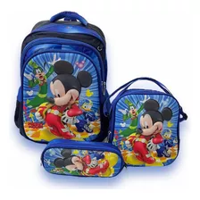 Mochila Escolar Primaria Para Niños Y Niñas + Lonchera + Lapicera Combo Premium