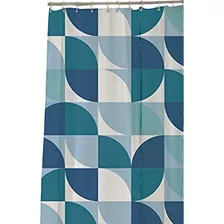 Cortina Para Box Banheiro Poliéster 198x180cm Ondas Azul