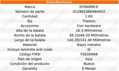 Balatas Bajos Metales Tra Jaguar Xj6 V6 3.0l 95/97 Dynamik Foto 3