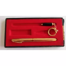 Caneta Tinteiro Sheaffer Pena De Ouro + Chaveiro Caneta