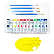 Set 12 Pinturas Acuarelas Kit Arte Niños Adultos + Pinceles