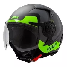 Casco Para Moto Abierto Hawk Rs9 Negro Y Verde Fluo Mate Talle Xl 