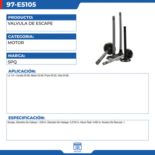 Vlvula De Escape Pontiac Vibe 2003-2008 L4 1.8 Foto 2