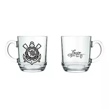 Kit Com 2 Caneca Aspen Vidro 300ml Corinthians Timão Oficial