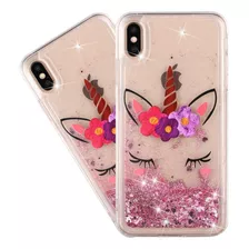 Funda Para iPhone XS Max - Unicornio Rosa Con Glitter
