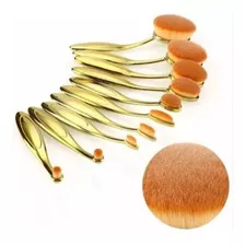 Kit De 10 Pincéis Para Maquiagem Magic Make Oval Dourado