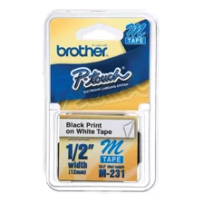 Fita Brother M-231 12mm Preto/branco Original