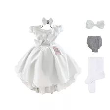 Kit Roupa De Batizado Menina Vestido Batizado Bebe Acessorio