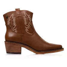 Bota Texana Clasica, Bordada, Taco Medio, Mujer