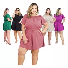 Macaquinho Plus Size Vestido Feminino Duna Soltinho C/ Forro