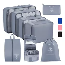 Organizadores De Maletas Para Viaje Impermeable Set 8 Piezas Color Gris Marca Kwala