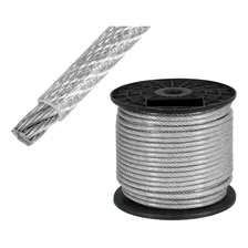 Piola Cable De Acero 3 A 4 Mm Forrado Pvc Rollo 100 Metros