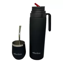 Set Termo 1 Lt Mate De Acero Inox 220 Ml Bombilla De Bronce 