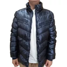 Casaco Masculino Puffer Brilhante Com Capuz 