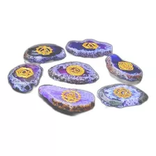 Set Piedras Agata Símbolos Grabado Chackra Reiki Gemoterapia