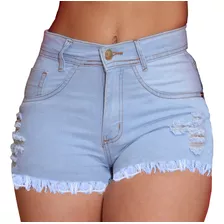 Shorts Jeans Da Moda Feminino Lançamento Barato Cós Alto