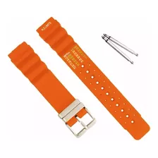 Pulseira 20mm Silicone Compatível Relogio Citizen Aqualand Cor Laranja