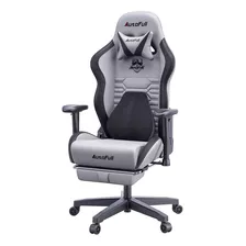 Silla Gamer Ergonómica Ajustable Cuero De Pu Gris