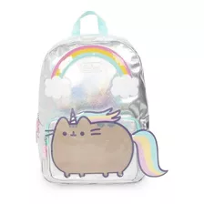 Mochila Gato Pusheen Cat Unicornio Pusheenicornio Tornasol Color Plateado