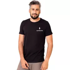 Camiseta Electricista Bordada Preta Masculina - Kit 3 Peças