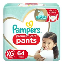 Pacote De Fraldas Premium Care Pants Xg Com 64 Unidades Pampers