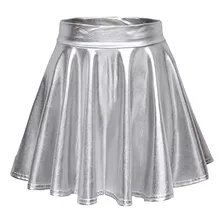Minifalda Evasé Plisada Con Pliegues Metalizados Brillantes