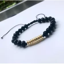 Pulsera Protección Piedra Natural Hilo Negro Ónix Y Hematita