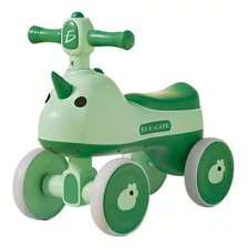 Bicicleta Montable Patinete Cuatro Ruedas Unicornio Niños Color Verde