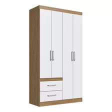 Guarda-roupa Solteiro 4 Portas 2 Gavetas Wood/branco -