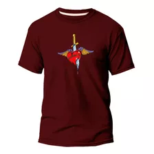 Camiseta Basica Algodão Premium Estampada Coração Partido