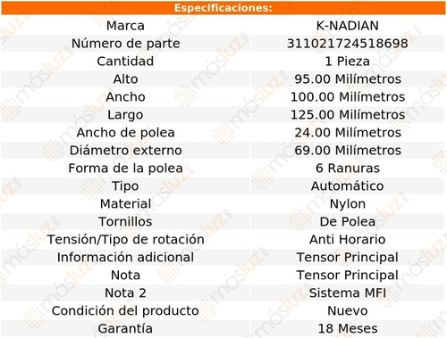 Tensor Accesorios Pontiac Gto V8 5.7l 04 K-nadian Foto 3