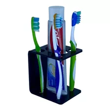 Suporte Para Escovas Dente E Creme Dental De Acrílico Preto 