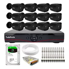 Kit Dvr 16 + 12 Câmeras Segurança 1220 B Full Hd Blacks 1tb