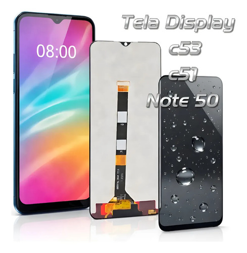 Realme Tela Realme C53 / c51 / note50 LCD Display Sem Aro + Pelicula