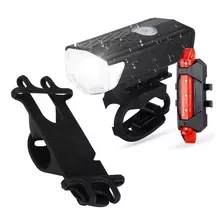 Farol Bike Frontal + Pisca Traseiro Led + Suporte Silicone