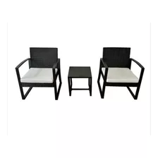 Set Patio Balcón Simil Rattán Acero Sillones Mesa