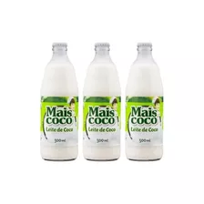 Kit C/3 Leite De Coco Mais Coco Vidro 500ml