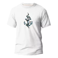 Camiseta Algodão Premium Estampa Digital Âncora Silver Lisa