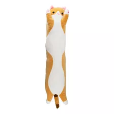 Gato Almofada De Pelúcia Formato Cilíndrico Bege 66cm