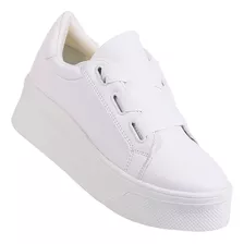 Tenis Casual Mujer Blanco Tacto Piel Stfashion 24103804