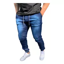 Calça Masculina Jogger Jeans Street Elástico Sarja Com Punho