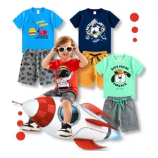 Kit 4 Conjunto Infantil Masculino Roupa De Verão Menino