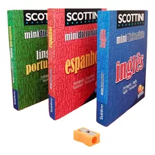 3 Dicionários Inglês Português Espanhol Nova Ortografia Da Língua Portuguesa Minidicionário Dicionário Escolar Scottini Brinde Um Apontador