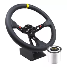 Volante Esportivo Lotse Dakar Couro Amarelo + Cubo Brinde