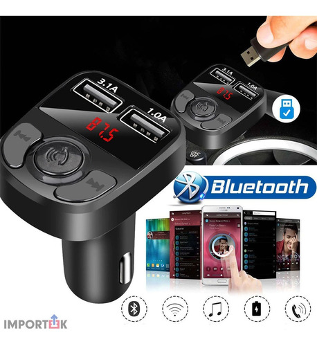 Transmisor Bluetooth Fm Audio Auto Carro Manos Libres Usb Foto 5