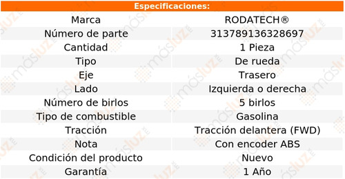 (1) Maza Rueda Tra Izq/der Acura Tsx 2.4l 4 Cil Fwd 04/08 Foto 5