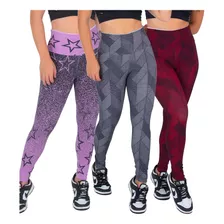 Kit 3 Calças Leggings Suplex Cintura Alta Degrade Fitness