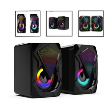 Bocinas Rgb Con Control Volumen Portátil 3.5mm